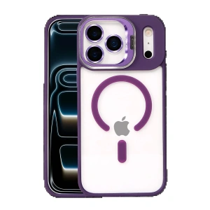 LitaeTrend Apple iPhone 17 Pro Remim Lensli Magsafe Standlı Kapak - Derin Mor