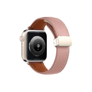LitaeTrend Apple Watch 42mm KR414 Daks Deri Kordon - Pembe