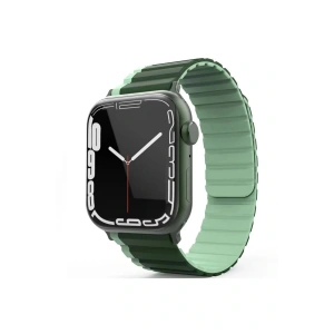 LitaeTrend Apple Watch 42mm MO-WB1 Çift Renk Mıknatıslı Silikon Kordon - Koyu Yeşil-Açık Yeşil