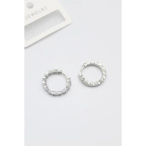 LitaeTrend Baget Taşlı Küpe - Beyaz