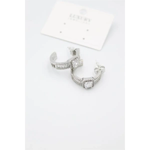 LitaeTrend Baget Taşlı Küpe - Gümüş