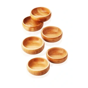 LitaeTrend Bambu Yuvarlak 6 lı Lüks Çerezlik 9,5 x 3 cm