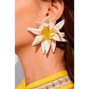 LitaeTrend Beyaz Çiçek Küpe - Beyaz