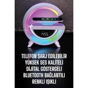LitaeTrend Bluetooth Hoparlör 15W Kablosuz Hızlı Şarj LED Gece Lambası