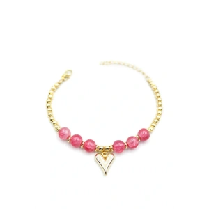 LitaeTrend Boncuklu Kalp Bileklik - Pembe