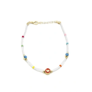 LitaeTrend Boncuklu Kalp  Halhal - Kırmızı