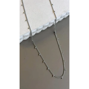 LitaeTrend Boncuklu Zincir Kolye - Gümüş