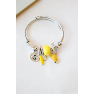 LitaeTrend Çelik Charmlı Kaktüs Bilezik - Sarı