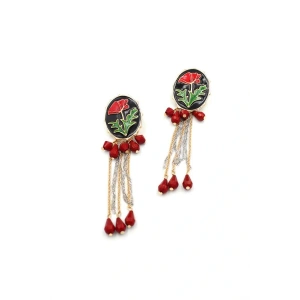 LitaeTrend Çiçek Küpe - Kırmızı