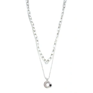 LitaeTrend Çoklu Ay Yıldız Kolye - Gümüş