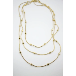 LitaeTrend Çoklu Zincir Toplu Çelik Kolye - Altın