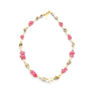 LitaeTrend Deniz Kabuğu Kolye - Nar Çiçeği