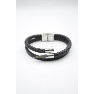 LitaeTrend Deri Çivi Bileklik - Gümüş