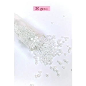 LitaeTrend Dökme Cam Kum Boncuk (8/0) 3 mm - 20 Gram - İnci Beyaz - BNC145