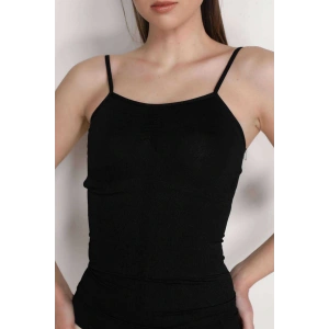 LitaeTrend Elite Life Kadın Dikişsiz Ince Askılı Siyah Atlet 848