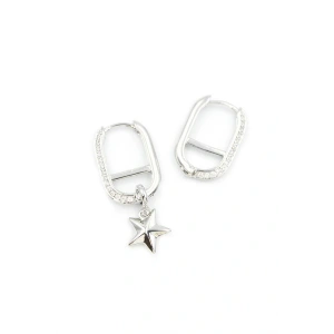 LitaeTrend Halka Yıldız Küpe - Gümüş