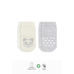 LitaeTrend Hayvan Figürlü Kaymaz Soket Çorap 2li  Gri Ekru