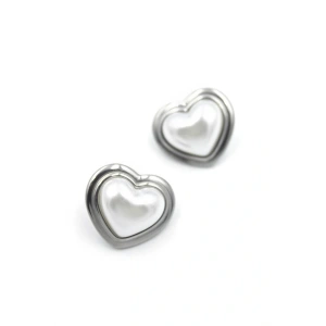 LitaeTrend İnci Kalp Küpe - Gümüş