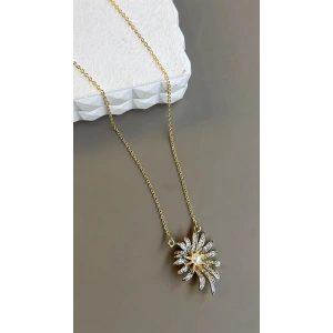 LitaeTrend İncili Papatya Kolye - Altın