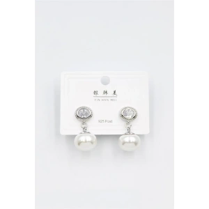 LitaeTrend İncili Taşlı Küpe - Gümüş