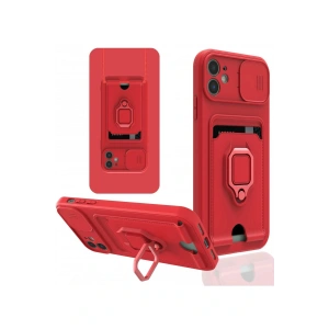 LitaeTrend iPhone 11 Kılıf Zuma Kartvizitli Yüzüklü Silikon - Kırmızı