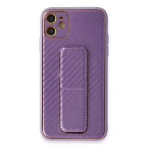 LitaeTrend iPhone 12 Kılıf Coco Karbon Standlı Kapak - Mor