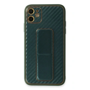 LitaeTrend iPhone 12 Kılıf Coco Karbon Standlı Kapak - Yeşil