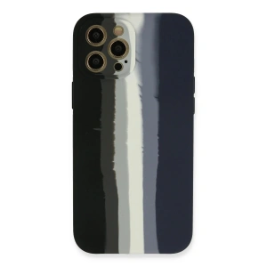 LitaeTrend iPhone 12 Pro Max Kılıf Ebruli Lansman Silikon - Siyah-Lacivert