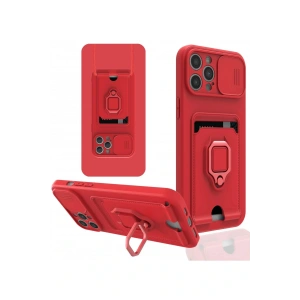 LitaeTrend iPhone 12 Pro Max Kılıf Zuma Kartvizitli Yüzüklü Silikon - Kırmızı