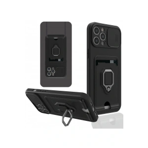 LitaeTrend iPhone 12 Pro Max Kılıf Zuma Kartvizitli Yüzüklü Silikon - Siyah