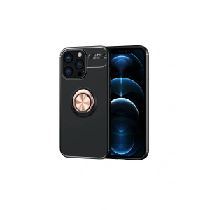 LitaeTrend iPhone 13 Pro Kılıf Range Yüzüklü Silikon - Siyah-Gold