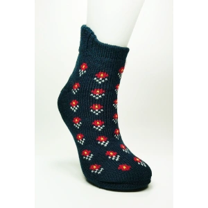 LitaeTrend Kalın Kışlık Kadın Soket Çorap Yünlü Havlu Ev Giyim Patik  Desen 2 Lacivert