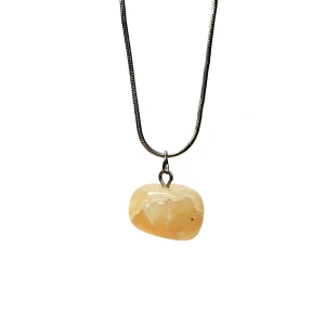 LitaeTrend Kalsit Doğal Taşı Zincirli El Yapımı Kolye Uç: 1,5 cm Zincir: 20 cm Kutulu