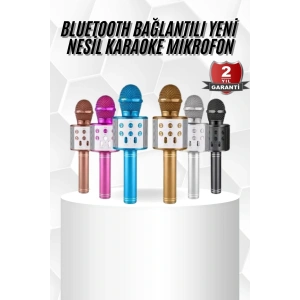 LitaeTrend Karaoke Mikrofon Bluetooth Bağlantılı Aux Girişli Uzun Pil Ömrü Yüksek Ses Kaliteli