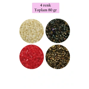 LitaeTrend Kesme Cam Boncuk 2mm - 4 Renk - Toplam 80 Gram - BNC444