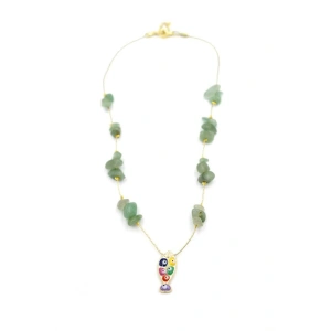 LitaeTrend Kırıktaşlı Balık Kolye - Su Yeşili