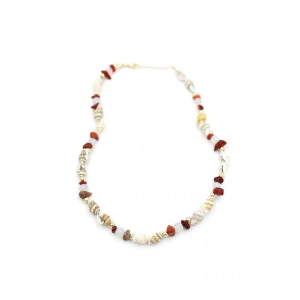 LitaeTrend Kırıktaşlı Deniz Kabuğu Kolye - Kırmızı