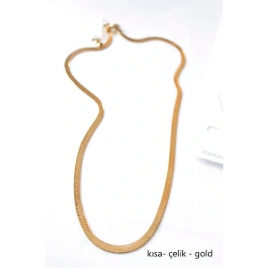 LitaeTrend Kısa İtalyan Çelik Kolye-45 CM - Altın