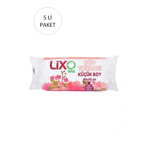 LitaeTrend Küçük Boy Çöp Torbası 40 x 50 cm 30 Lu Rulo x 5 Paket = 150 Adet (Şeffaf)