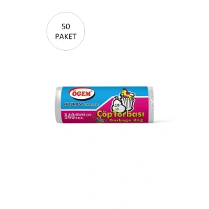 LitaeTrend Küçük Boy Çöp Torbası 40 x 50 cm 40 Lı Rulo x 50 Paket = 2.000 Adet (Şeffaf)