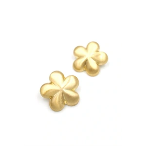 LitaeTrend Metal Çiçek Küpe - Altın