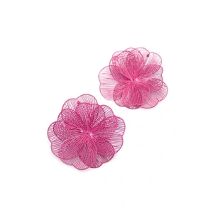 LitaeTrend Metal Çiçek Küpe - Pembe