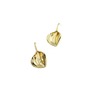 LitaeTrend Metal Yaprak Küpe - Altın