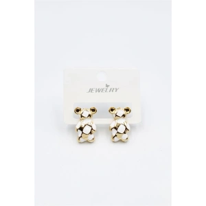 LitaeTrend Mineli Ayıcık Küpe - Beyaz