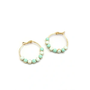 LitaeTrend Mineli Halka Küpe - Turkuaz