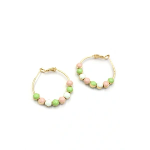 LitaeTrend Mineli Halka Küpe - Yeşil