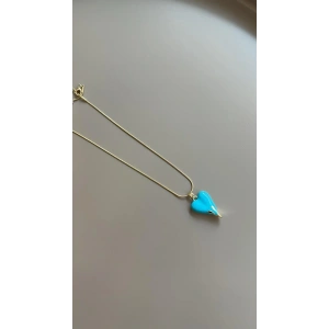 LitaeTrend Mineli Kalp Kolye - Mavi