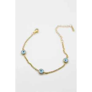 LitaeTrend Nazarlı Zincir Çelik Bileklik - Altın