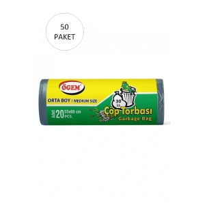 LitaeTrend Orta Boy Çöp Torbası 55 x 60 cm 20 Li Rulo x 50 Paket = 1000 Adet (Mavi)