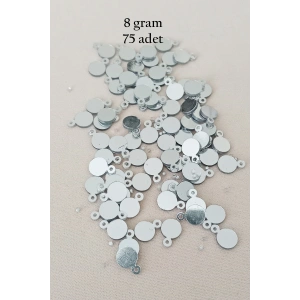 LitaeTrend Oya Abiye Bileklik Kolye Pleksi Metalik Plastik Pul Gümüş Renk 8 gram 75 adet - BNC520